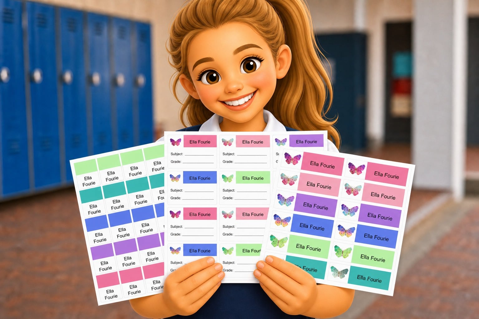 A learner holding sheets of personalised Prepped 4 Prep labels